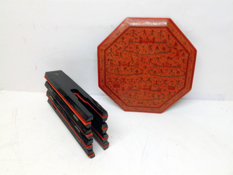 mesa auxiliar etnica norte asia myanmar madera lacada 31x30.5x30.5 (9eu.) 1u